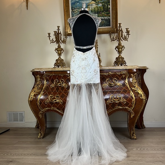 Meier Collection formal wedding Embroidery Rhinestone bodice evening prom dress - Picture 4 of 5